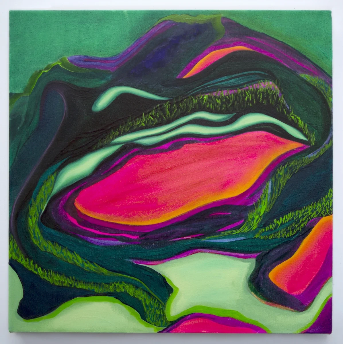 View of the Terrain, Oil and Acrylic on Canvas, 20”x20”, 2017