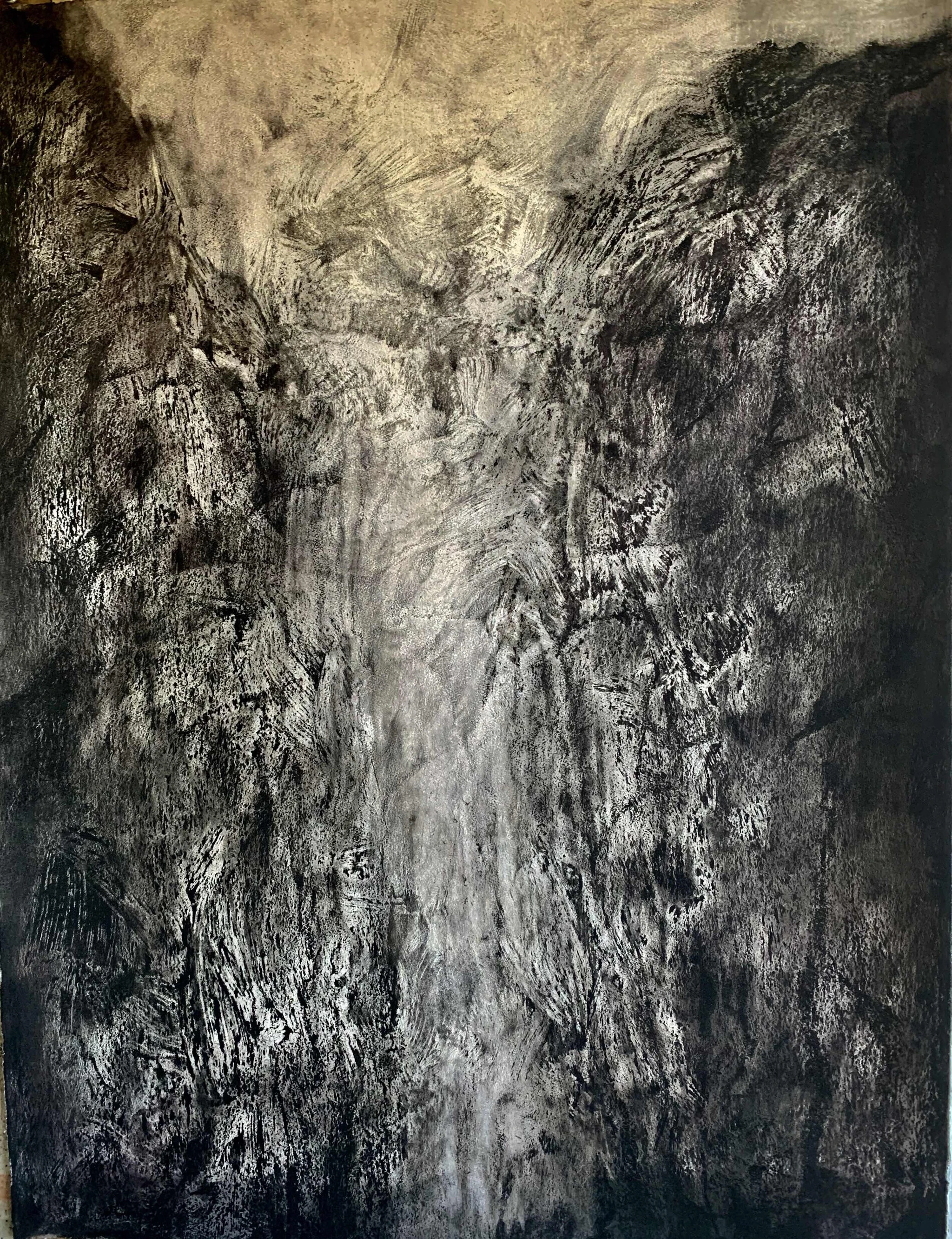 ANNE JUDELL, Fallout, 2020, charcoal, pumice, graphite on gesso on Hahnemuhle, 31.5 x 24 inches